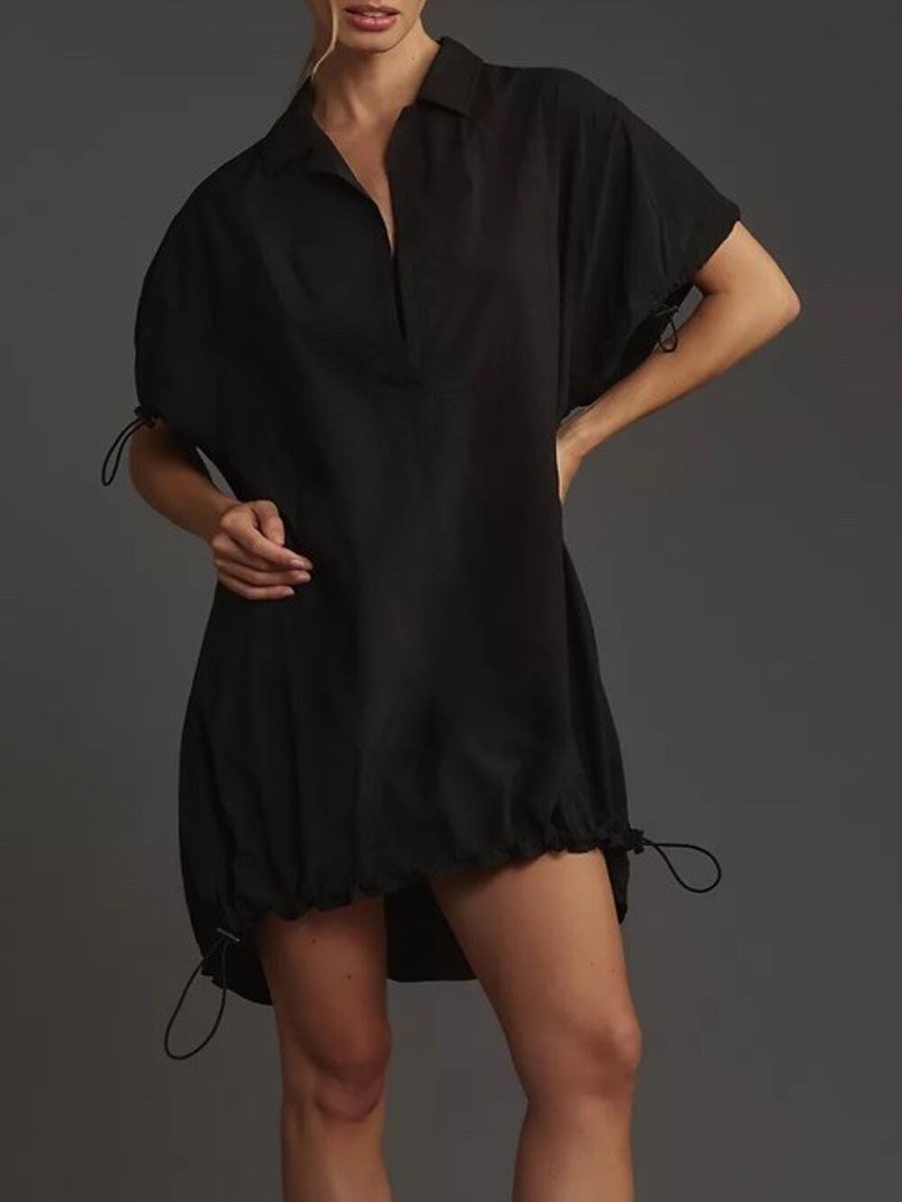 Anthropologie Daily Practice Dream Team Collared Mini Dress Black Size Small